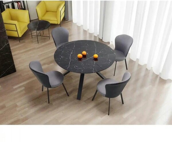 Masa extensibila VERTIGO, negru, sticla securizata/otel, 130/180x130x7