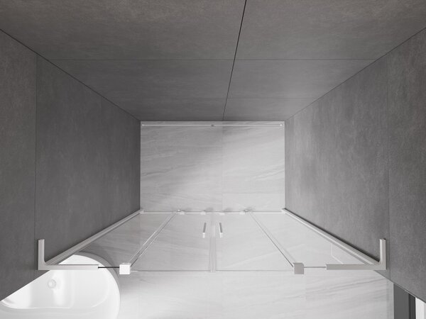 Mexen Velar L Duo, usa de dus culisanta pentru deschidere 140 cm, sticla transparenta 8 mm, alb mat, 871-140-003-02-20