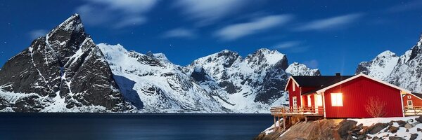Tablou peisaj nocturn în Norvegia