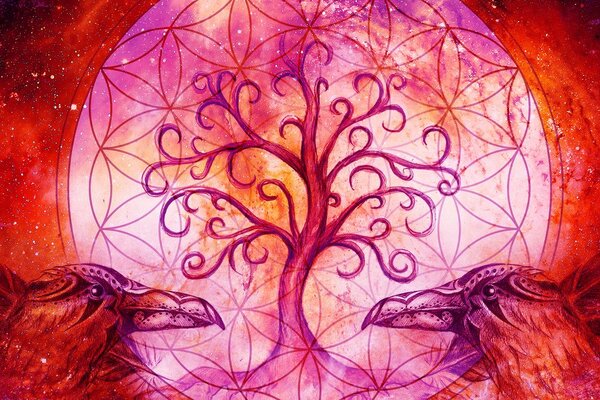 Tablou copacul magic al vieții în culori pastel