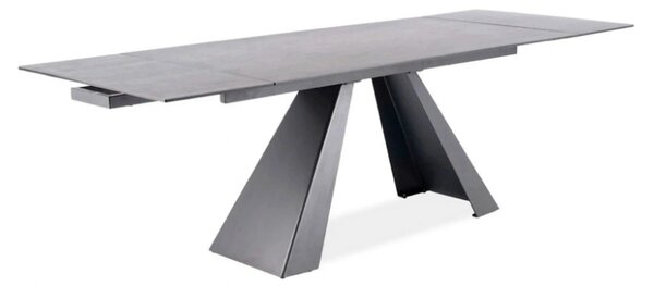 Masa extensibila SALVADORE, gri/negru, sticla securizata/ceramica/meta