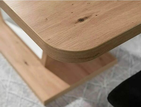 Masa extensibila NIGEL, stejar artisan/alb, PAL laminat, 120/160x80x76