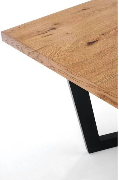 Masa extensibila MASSIVE, stejar/negru, furnir/metal, 160-250x90x77 cm