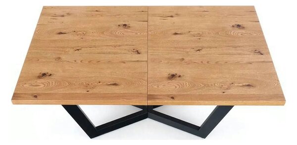 Masa extensibila MASSIVE, stejar/negru, furnir/metal, 160-250x90x77 cm