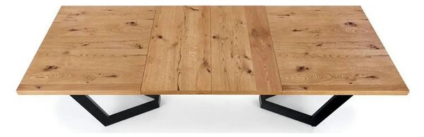 Masa extensibila MASSIVE, stejar/negru, furnir/metal, 160-250x90x77 cm