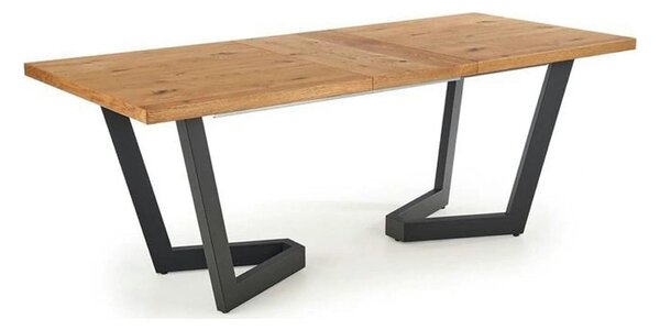 Masa extensibila MASSIVE, stejar/negru, furnir/metal, 160-250x90x77 cm