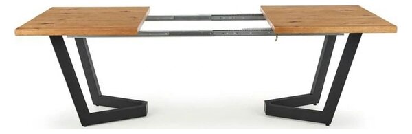 Masa extensibila MASSIVE, stejar/negru, furnir/metal, 160-250x90x77 cm