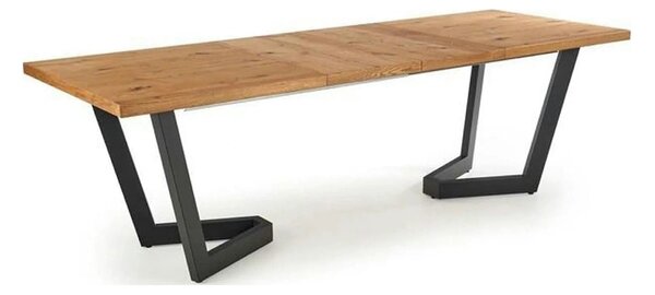 Masa extensibila MASSIVE, stejar/negru, furnir/metal, 160-250x90x77 cm