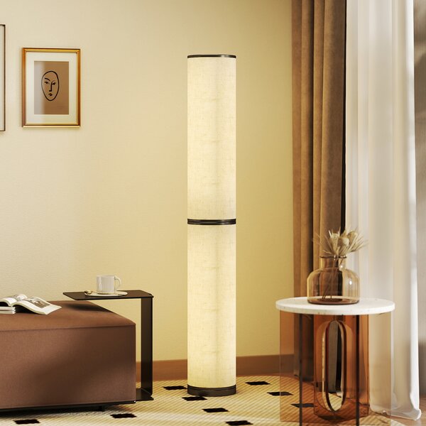 HOMCOM Lampă de Podea cu Telecomandă și Reglaj Temperatură 3000-6000K, Abajur din Material Textil, Ø20x135 cm, Bej | Aosom Romania