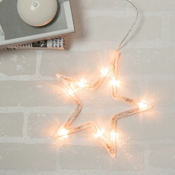 Stea LED pentru fereastra, decor Craciun, alimentare baterii, 19 cm