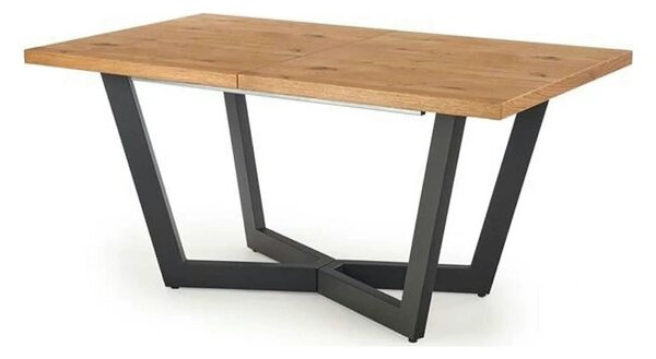 Masa extensibila MASSIVE, stejar/negru, furnir/metal, 160-250x90x77 cm