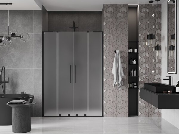 Mexen Velar L Duo, usa de dus culisanta pentru deschidere 140 cm, sticla mat 8 mm, negru mat, 871-140-003-32-70
