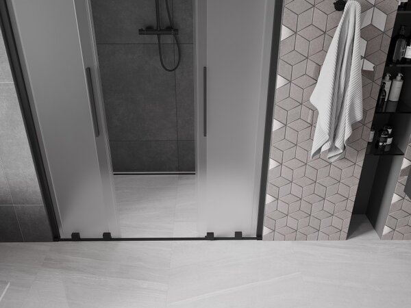 Mexen Velar L Duo, usa de dus culisanta pentru deschidere 140 cm, sticla mat 8 mm, negru mat, 871-140-003-32-70