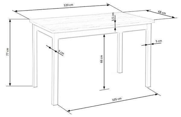 Masa COBALT, stejar/negru, PAL furniruit, 120x68x77 cm