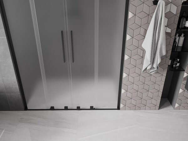 Mexen Velar L Duo, usa de dus culisanta pentru deschidere 140 cm, sticla mat 8 mm, negru mat, 871-140-003-32-70