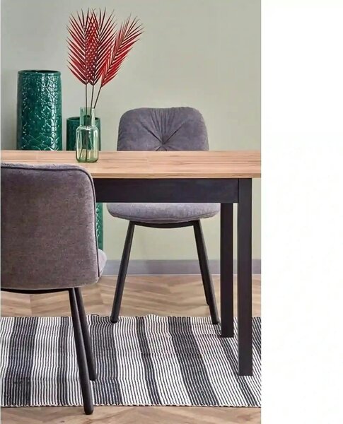 Masa extensibila GREG, stejar/negru, PAL, 124/168x74x75 cm