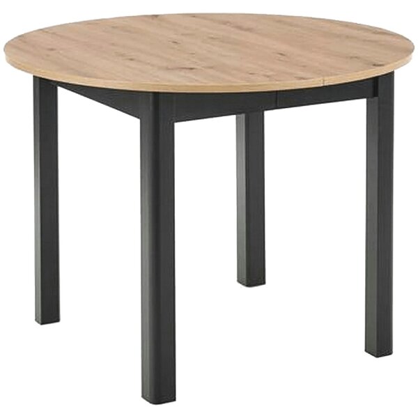 Masa extensibila RINGO, stejar/negru, PAL laminat, 102/142x102x76 cm