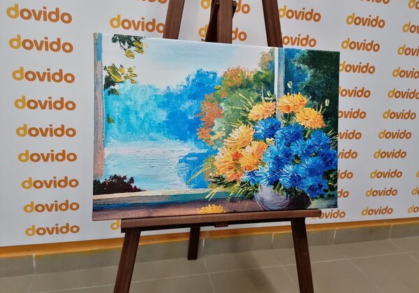 Tablou buchet de primăvară lângă geam