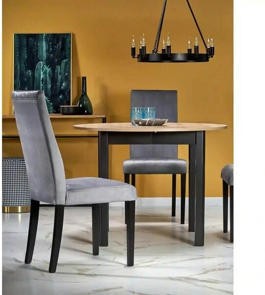 Masa extensibila RINGO, stejar/negru, PAL laminat, 102/142x102x76 cm