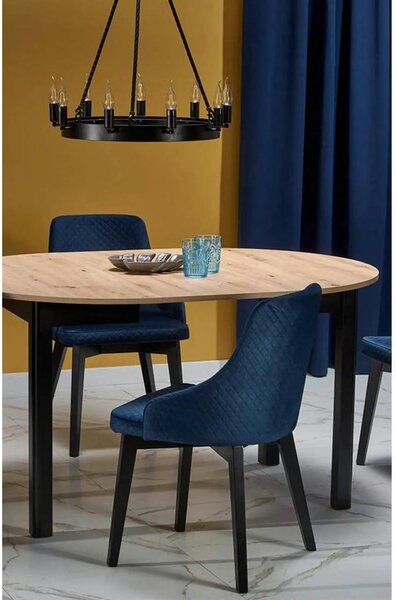 Masa extensibila RINGO, stejar/negru, PAL laminat, 102/142x102x76 cm