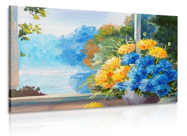Tablou buchet de primăvară lângă geam