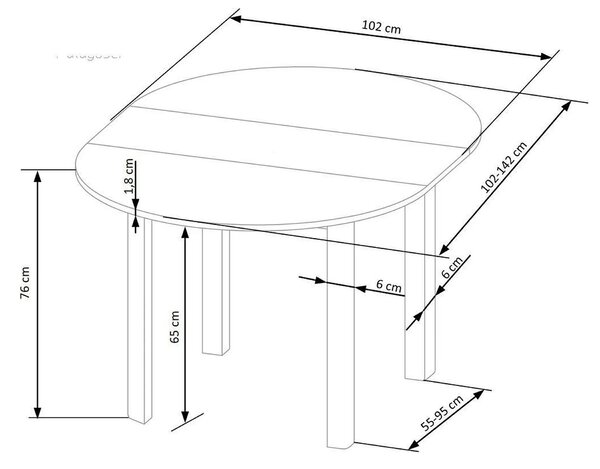 Masa extensibila RINGO, stejar craft, PAL furniruit, 102/142x102x76 cm