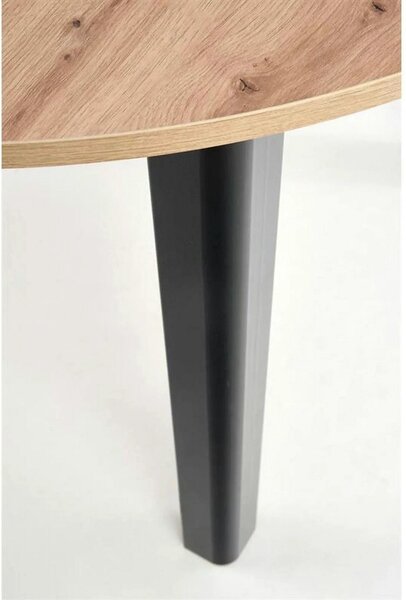 Masa extensibila RINGO, stejar/negru, PAL laminat, 102/142x102x76 cm