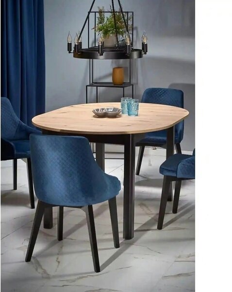 Masa extensibila RINGO, stejar/negru, PAL laminat, 102/142x102x76 cm