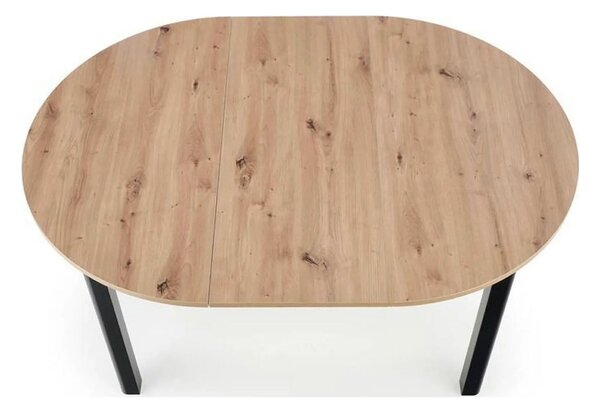 Masa extensibila RINGO, stejar/negru, PAL laminat, 102/142x102x76 cm