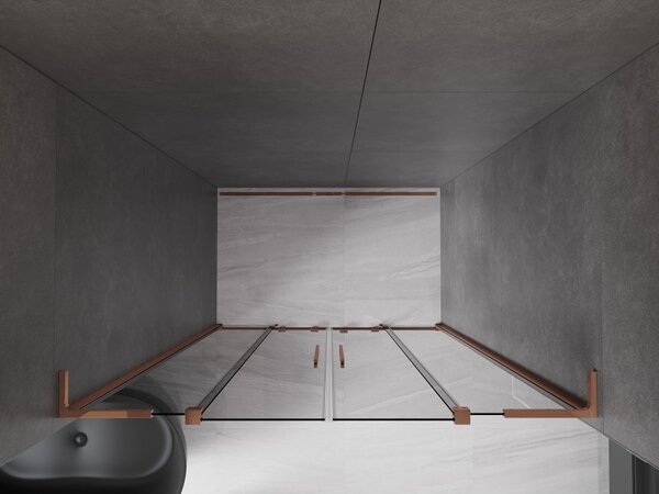 Mexen Velar L Duo, usa de dus culisanta pentru deschidere 140 cm, sticla gri 8mm, aur roz, 871-140-003-42-60