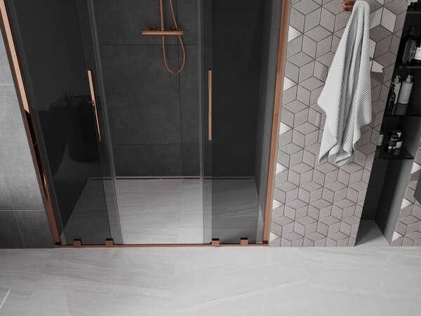 Mexen Velar L Duo, usa de dus culisanta pentru deschidere 140 cm, sticla gri 8mm, aur roz, 871-140-003-42-60