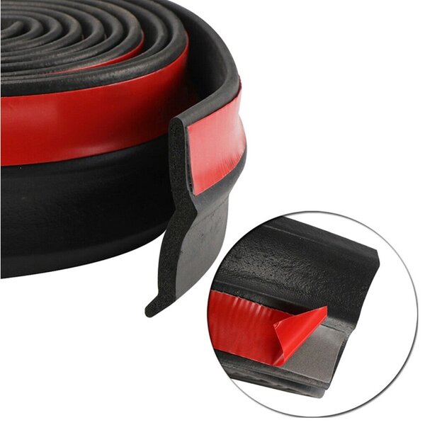 Banda protectie spoiler auto, spatula inclusa, cauciuc/plastic, 5 x 5mm, negru