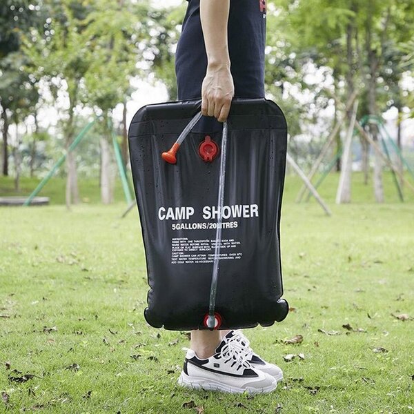 Dus portabil pentru camping, capacitate 20L, supapa, maner