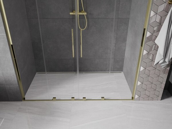 Mexen Velar L Duo, usa de dus culisanta pentru deschidere 170 cm, sticla transparenta 8 mm, auriu lucios, 871-170-003-02-50