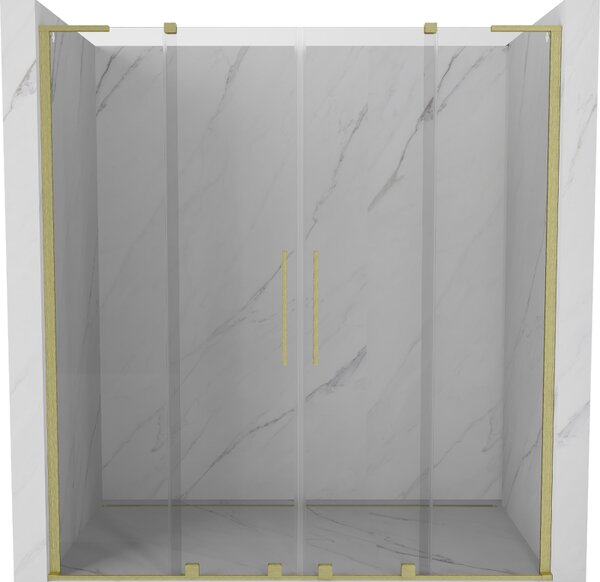 Mexen Velar L Duo, usa de dus culisanta pentru deschidere 170 cm, sticla transparenta 8 mm, auriu mat, 871-170-003-02-55