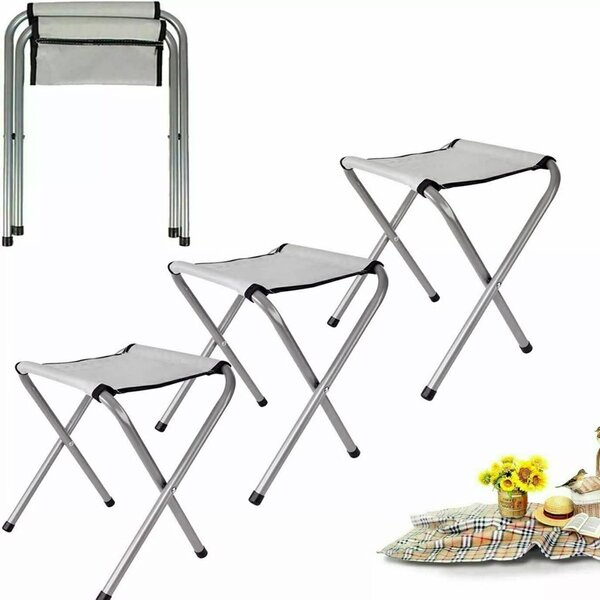 Set masa cu 4 scaune pentru camping, inaltime masa reglabila, picioare antiderapante, aluminiu, argintiu