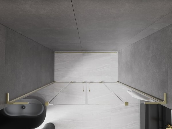 Mexen Velar L Duo, usa de dus culisanta pentru deschidere 170 cm, sticla transparenta 8 mm, auriu lucios, 871-170-003-02-50