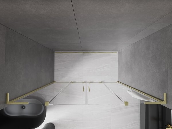Mexen Velar L Duo, usa de dus culisanta pentru deschidere 170 cm, sticla transparenta 8 mm, auriu mat, 871-170-003-02-55