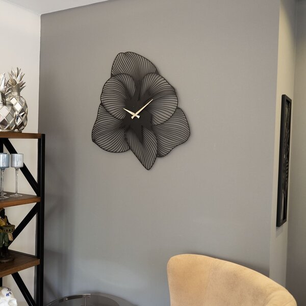 Ceas de perete decorativ din metal Azalea Negru 49x49x1.5mm