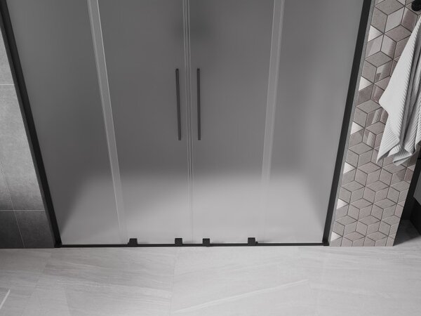 Mexen Velar L Duo, usa de dus culisanta pentru deschidere 200 cm, sticla mat 8 mm, negru mat, 871-200-003-32-70