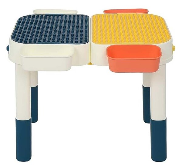 Masuta multifunctionala, doua suprafete, compatibila Lego, activitati si cuburi constructii, pliabila, 57x59x45 cm