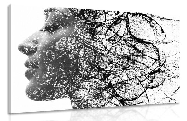 Tablou femeie cu elemente abstracte