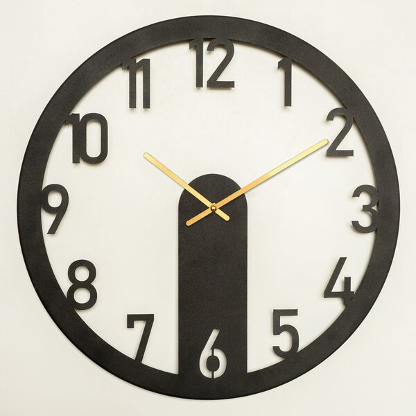 Ceas de perete decorativ din metal Mood Negru 48x48 cm