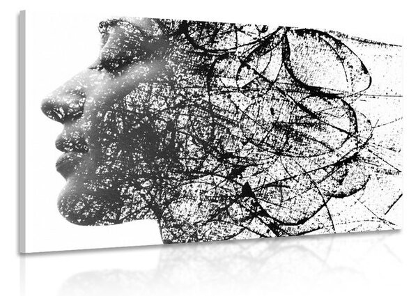Tablou femeie cu elemente abstracte