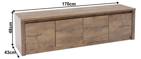 Comoda TV MONTANA K4D, stejar lefkas inchis, PAL melaminat, 170x43x48