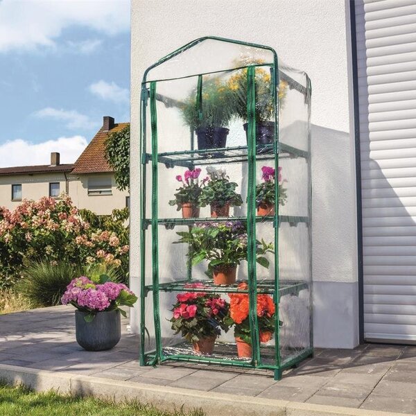 Mini solar de gradina cu 4 niveluri, usa rulou cu fermoar, folie PVC, 160x69x49 cm