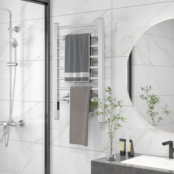 HOMCOM Uscător Electric de Prosoape pentru Perete sau Podea cu Timer și 8 Bare 53x35x90 cm Negru | Aosom Romania