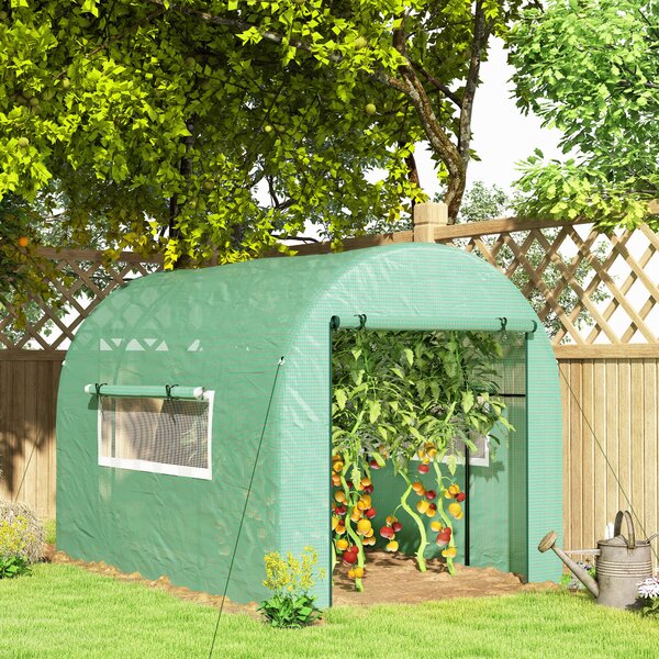 Outsunny Seră tip Tunel Walk-In 300 x 200 cm - Verde | Aosom Romania