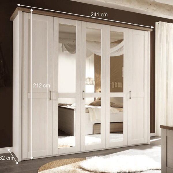 Set dormitor LUMERA, pin alb/stejar sonoma, PAL laminat, cu pat 180x20