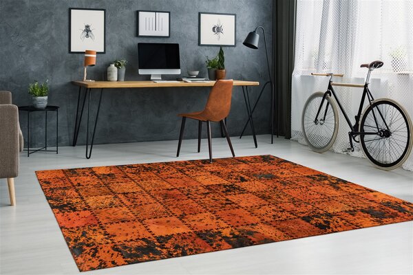 Covor abstract Voila 125, Orange , Inaltime fir 8 mm